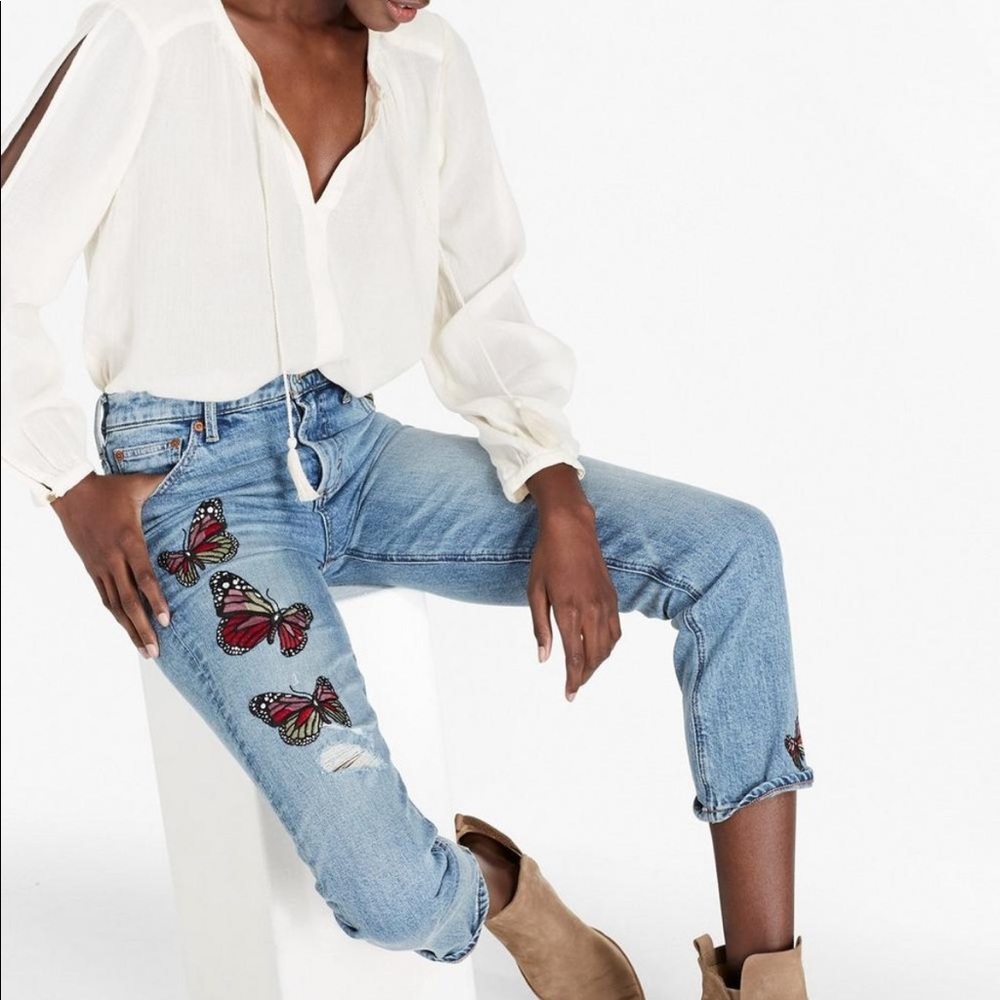 Lucky Brand Butterfly Embroidered Jeans